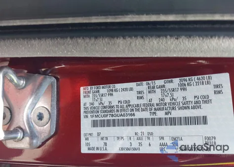 2016 Ford Escape S from USA, damaged, VIN 1FMCU0F78GUA03166